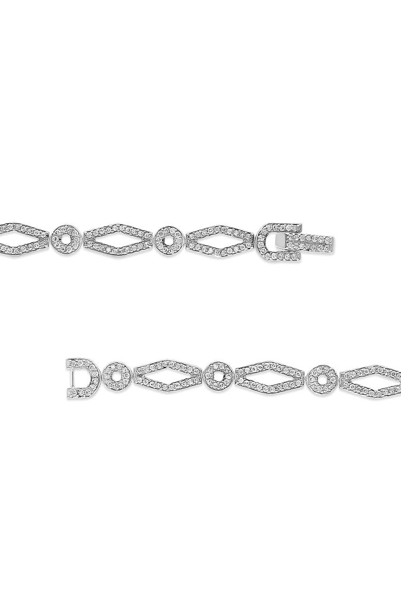 Silver 1 1/2 Cttw Diamond Studded Circle and Kite-Shaped Link Bracelet, Alternate, color, White