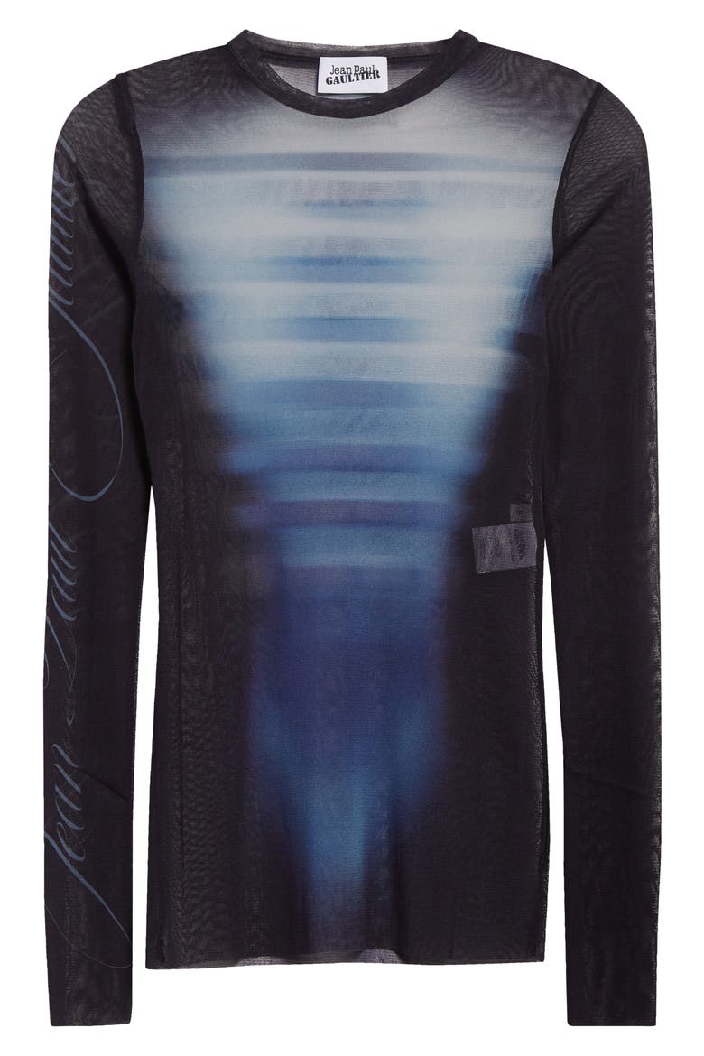 Le Mâle Print Tulle Top, Alternate, color, NAVY/ LIGHT BLUE/ WHITE