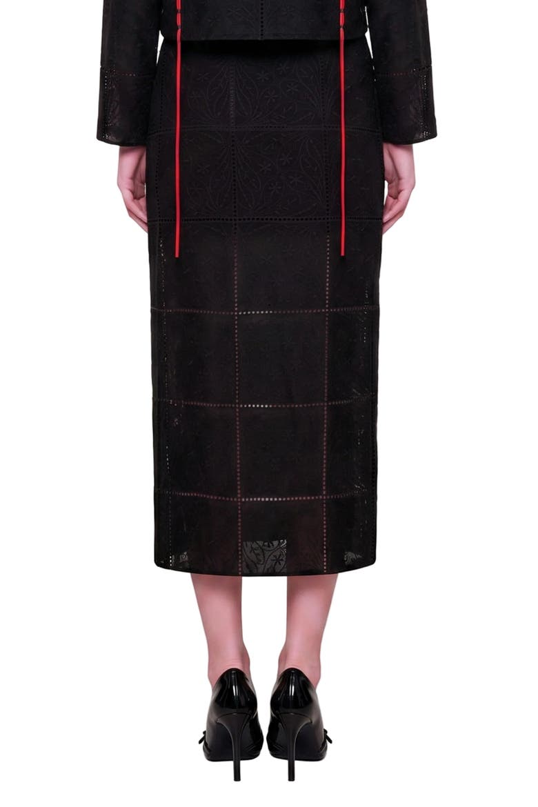 The Broderie Anglaise Edit Embroidered Slit Maxi Skirt, Alternate, color, BLACK