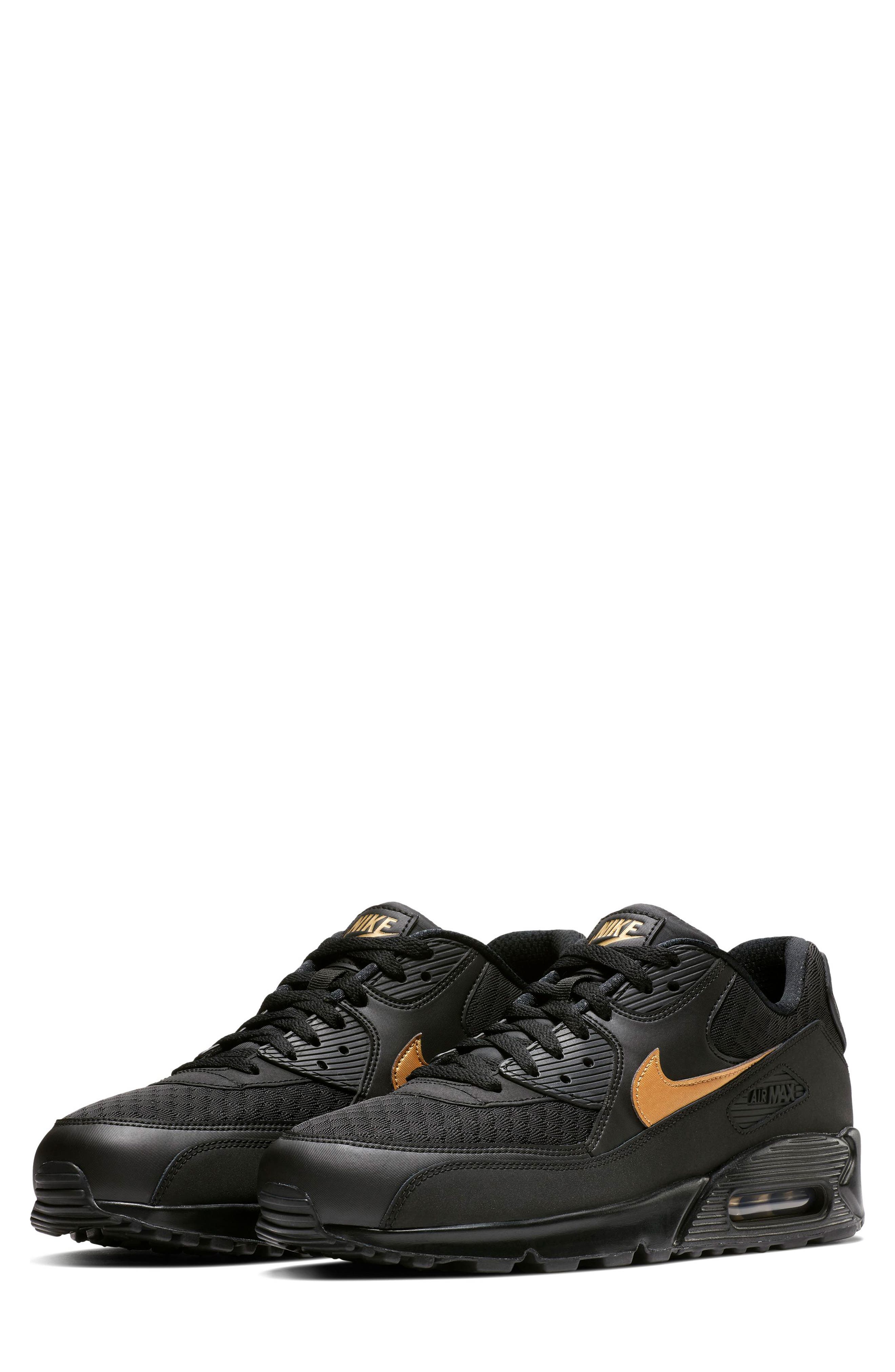 Air Max 90 Essential Sneaker, Main, color, BLACK/ METALLIC GOLD