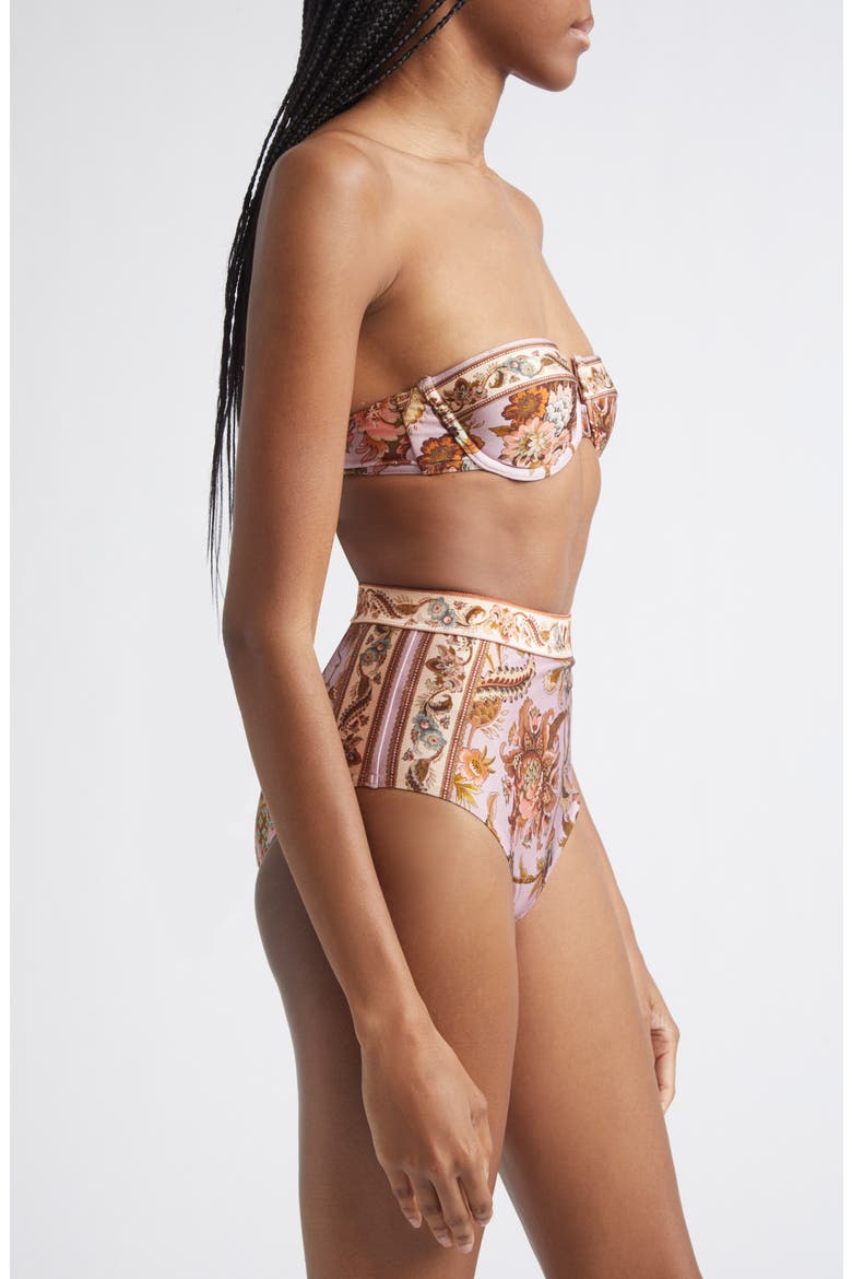Aster High Waist Bikini Bottoms, Alternate, color, MAUVE JACOBEAN
