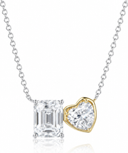 ZARUX Harmony Heart & Emerald Necklace in Sterling Silver with 14K Gold