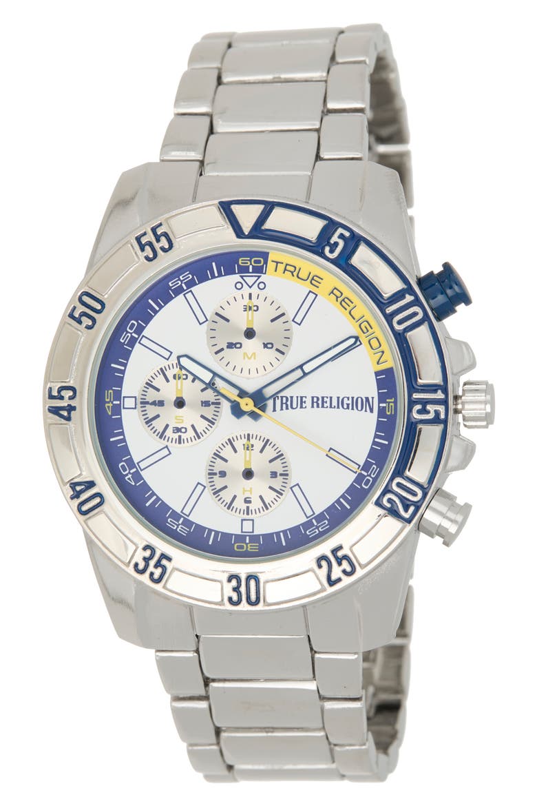 Chronograph Bracelet Watch, 43mm, Main, color, SILVER