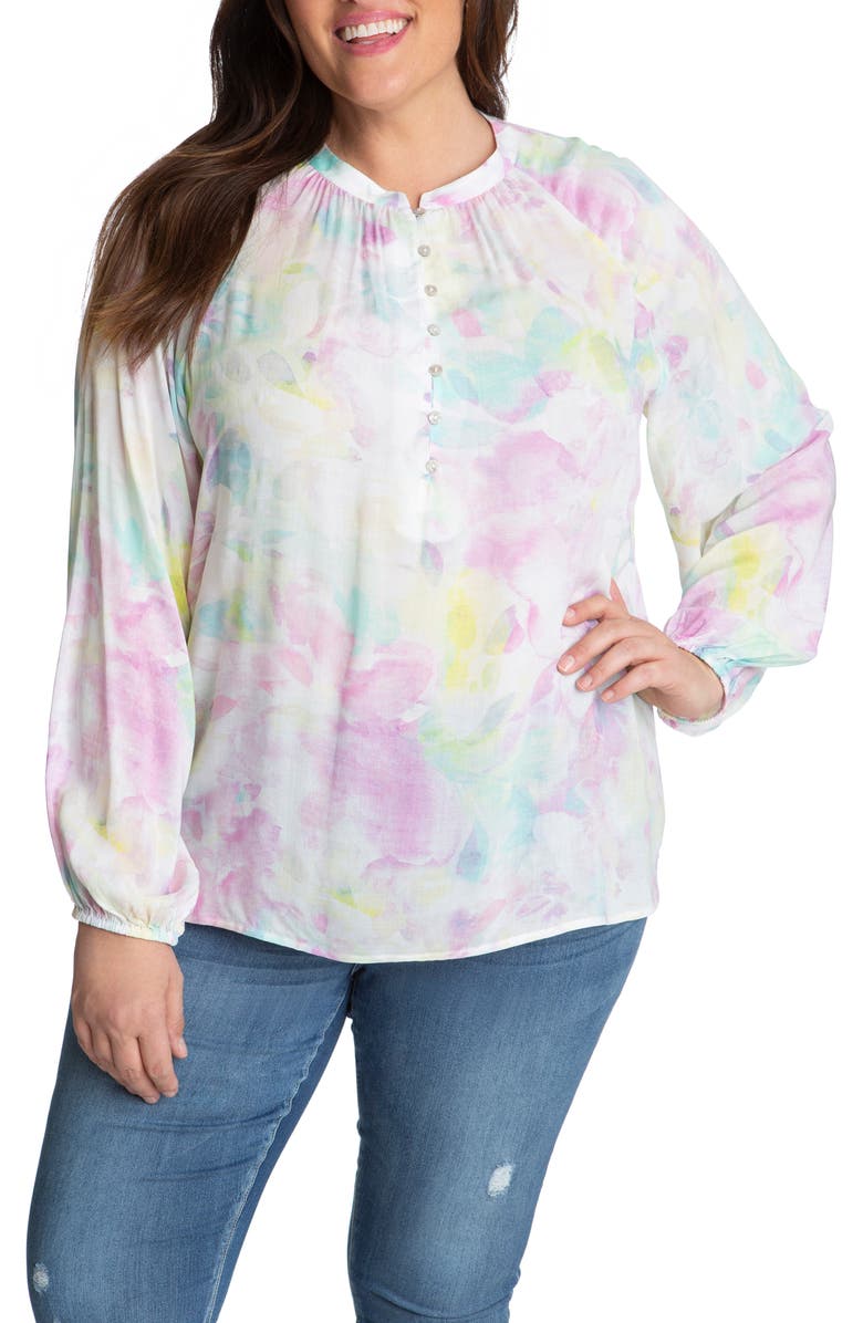 Adyson Parker Floral Print Blouse, Main, color, Spring Lilac Combo