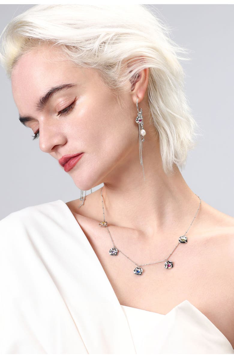 Classicharms Iris Colored Cubic Zirconia Charms Necklace, Alternate, color, Silver