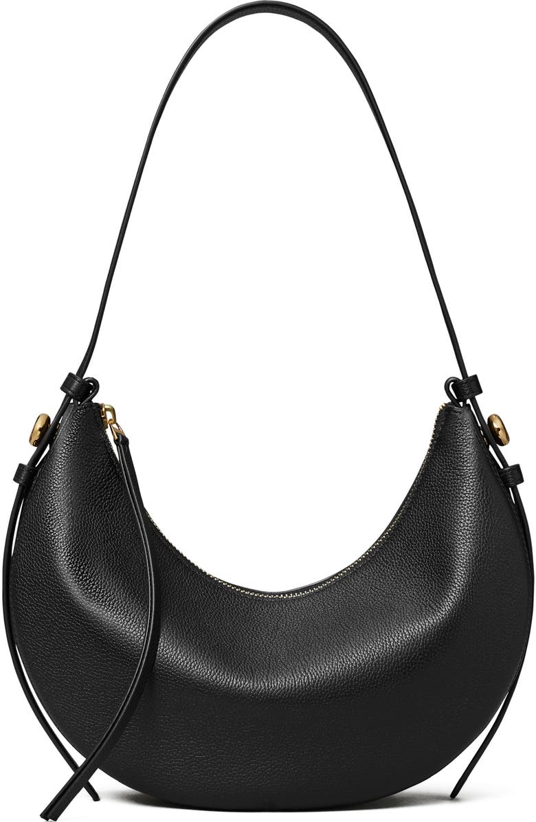 Tory Burch Romy Half Moon Shoulder Bag, Main, color, Black