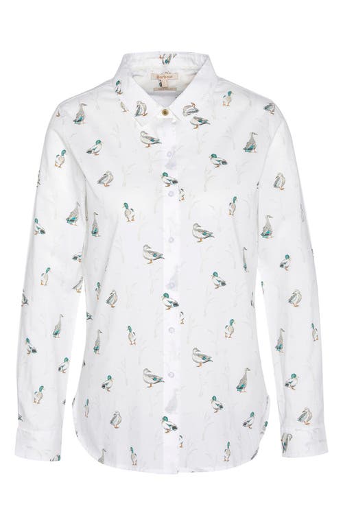 Barbour Animal Print Button-up Shirt In White