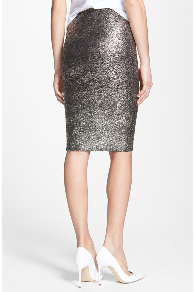Metallic Pencil Skirt, Alternate, color, BLACK