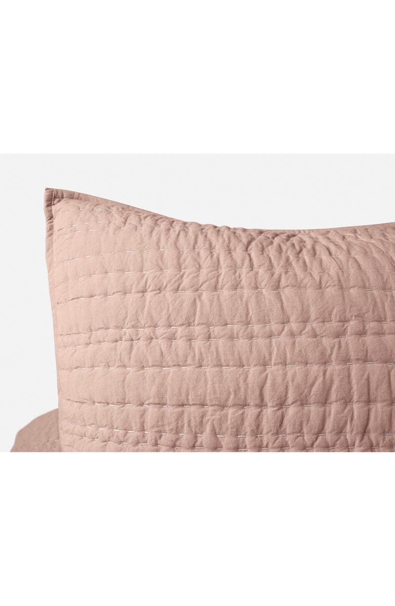 Coyuchi Channel Handstitched Organic Cotton Sham, Alternate, color, Praline Chambray