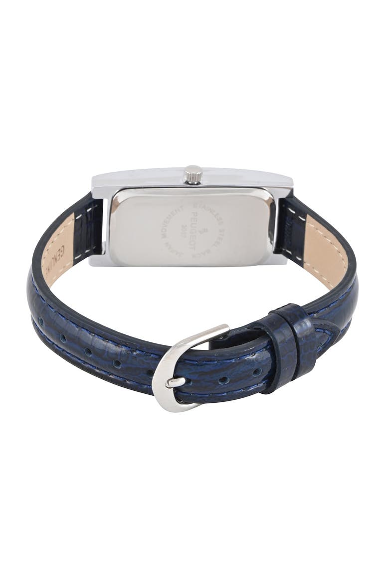 Everyday Rectangular Glossy Leather Watch- 35x18MM, Alternate, color, Blue