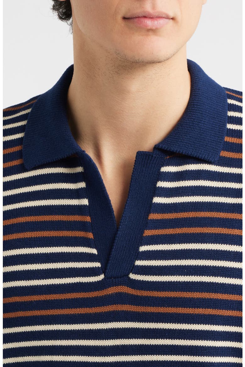 Douglas Stripe Johnny Collar Polo, Alternate, color, NAVY