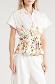 JASON WU Short Sleeve Printed Top