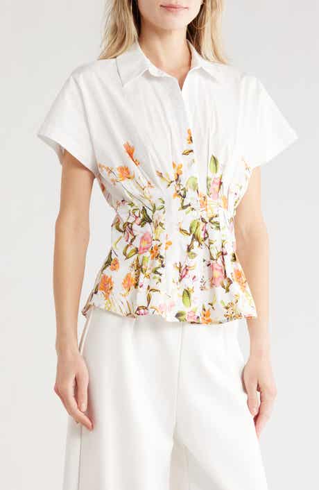 JASON WU Short Sleeve Printed Top