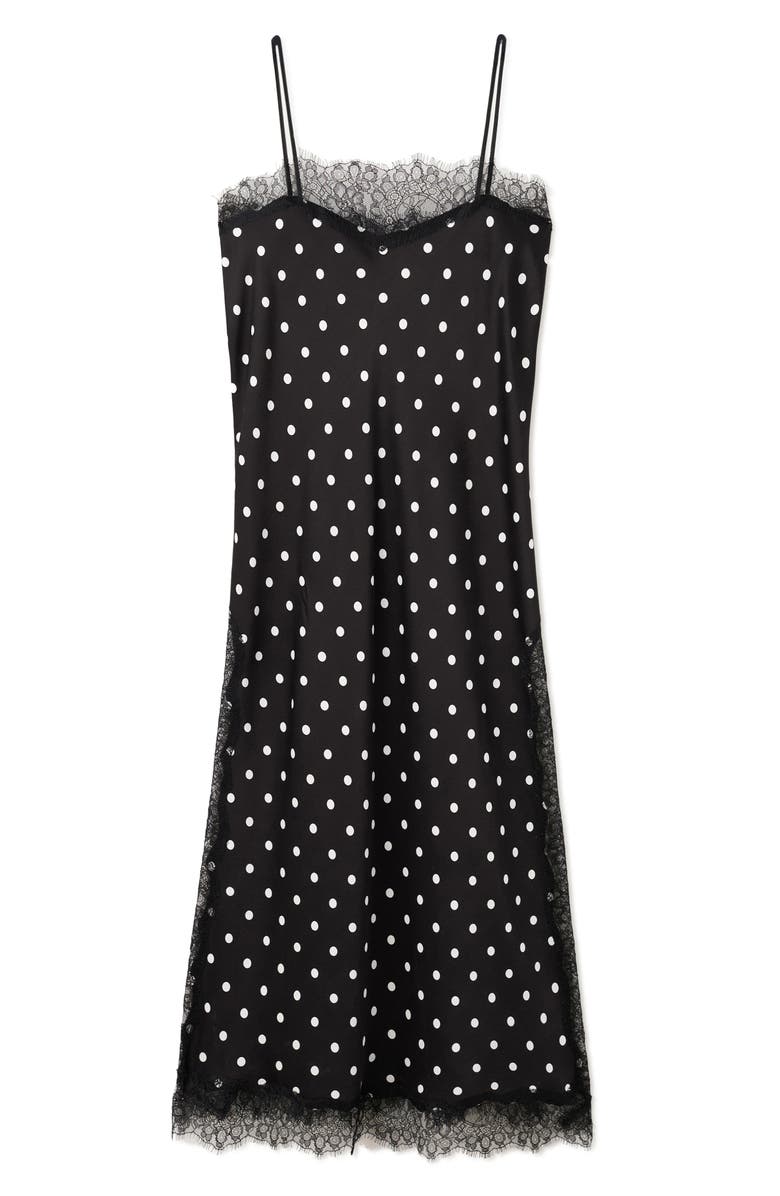 MANGO Polka Dot Longline Tunic, Main, color, Black