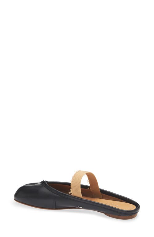 Maison Margiela Tabi Frayed Split-toe Leather Ballet Flats In Black/beige