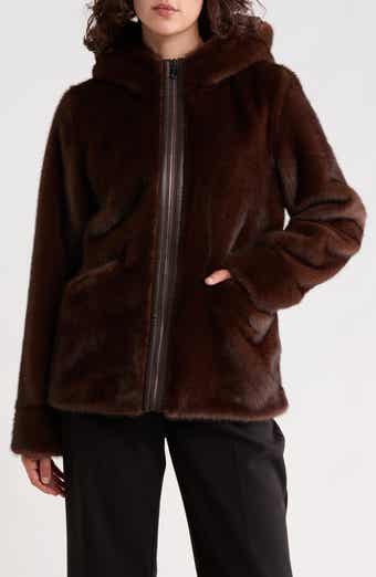 Hooded Faux Fur Bomber Jacket