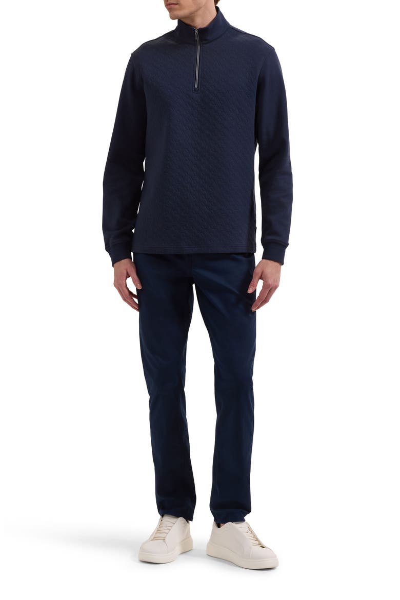 Diamond Quilted Quarter Zip Pullover, Alternate, color, NAVY
