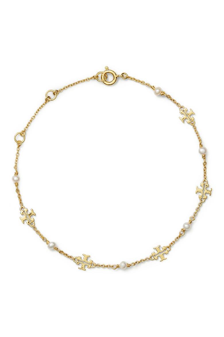 Delicate Moondance Pearl Bracelet, Main, color, TORY GOLD / PEARL