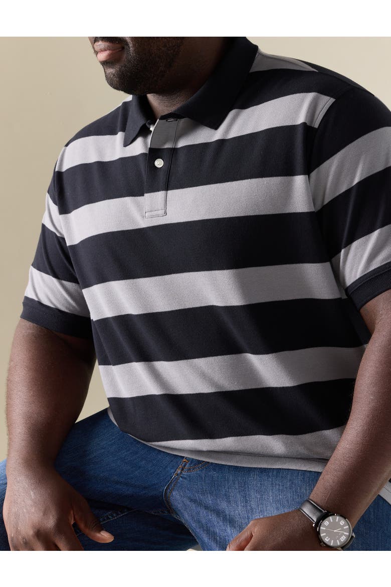 Big & Tall Large Striped Polo Shirt, Alternate, color, BLACK