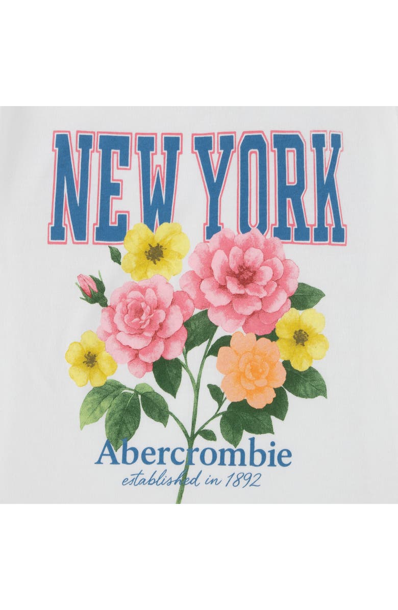 abercrombie kids Kids' Oversize Flower Graphic Cotton Blend T-Shirt, Alternate, color, Bright White