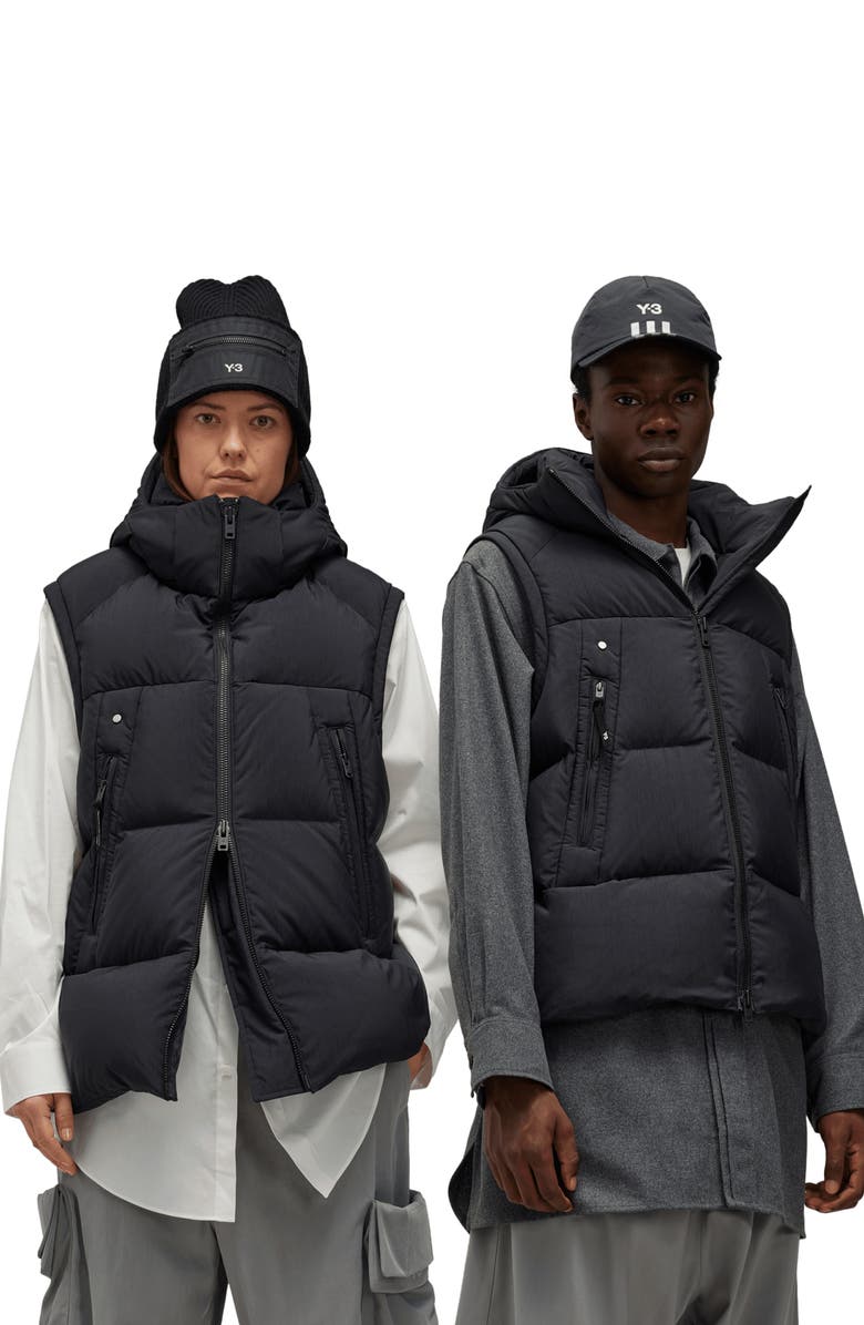 Y-3 Hooded Insulated Down Puffer Vest, Alternate, color, 