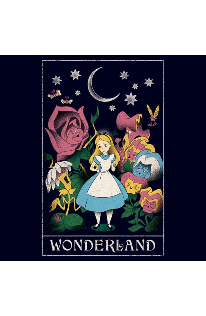 Alice in Wonderland Women's Alice in Wonderland Trippy Tarot Card Graphic T-Shirt, Alternate, color, Navy Blue