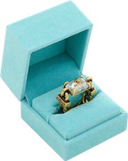 Kurt Geiger London Eagle's Head Crystal Chain Cocktail Ring