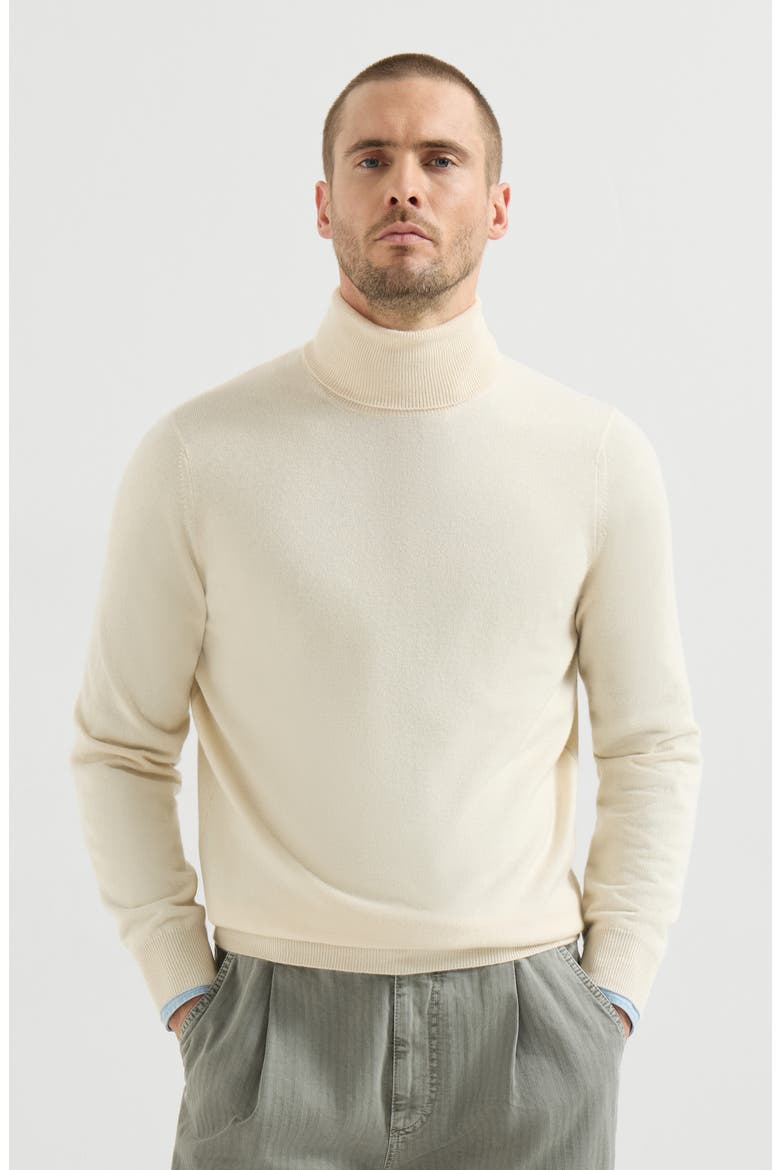 Cashmere turtleneck sweater, Main, color, Butter