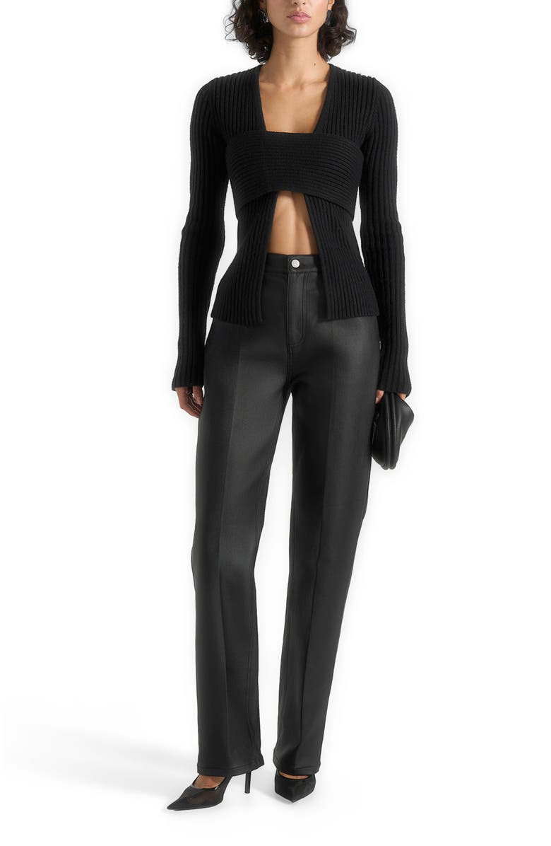 Manière De Voir Jana Wax Effect Denim Boyfriend Jeans, Alternate, color, 