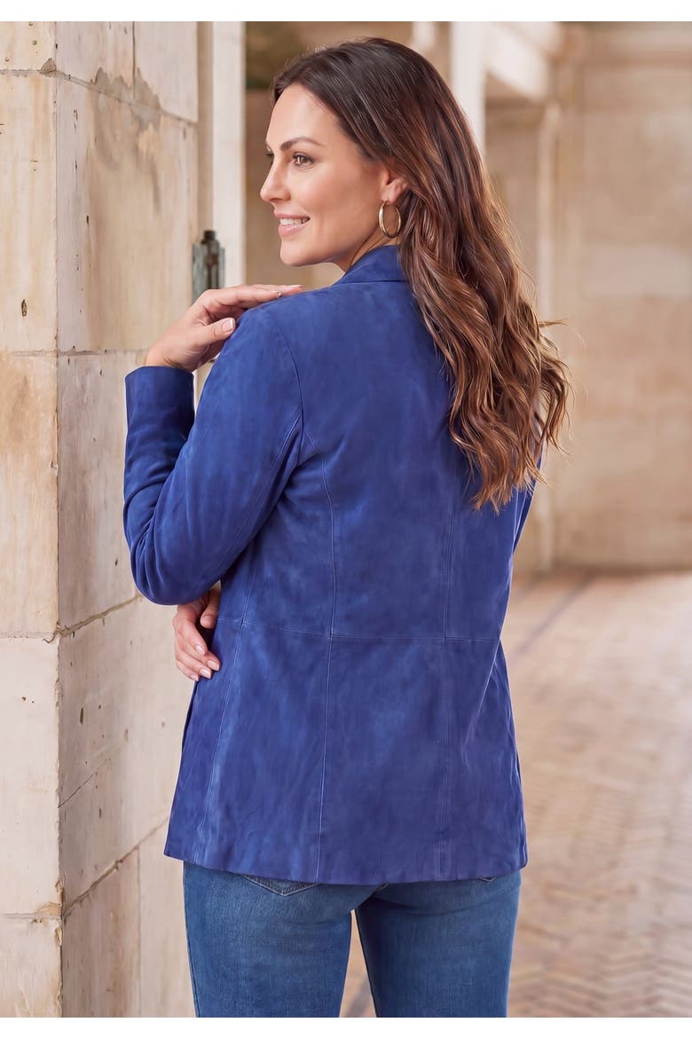 Suede Blazer, Alternate, color, DARK SAPPHIRE