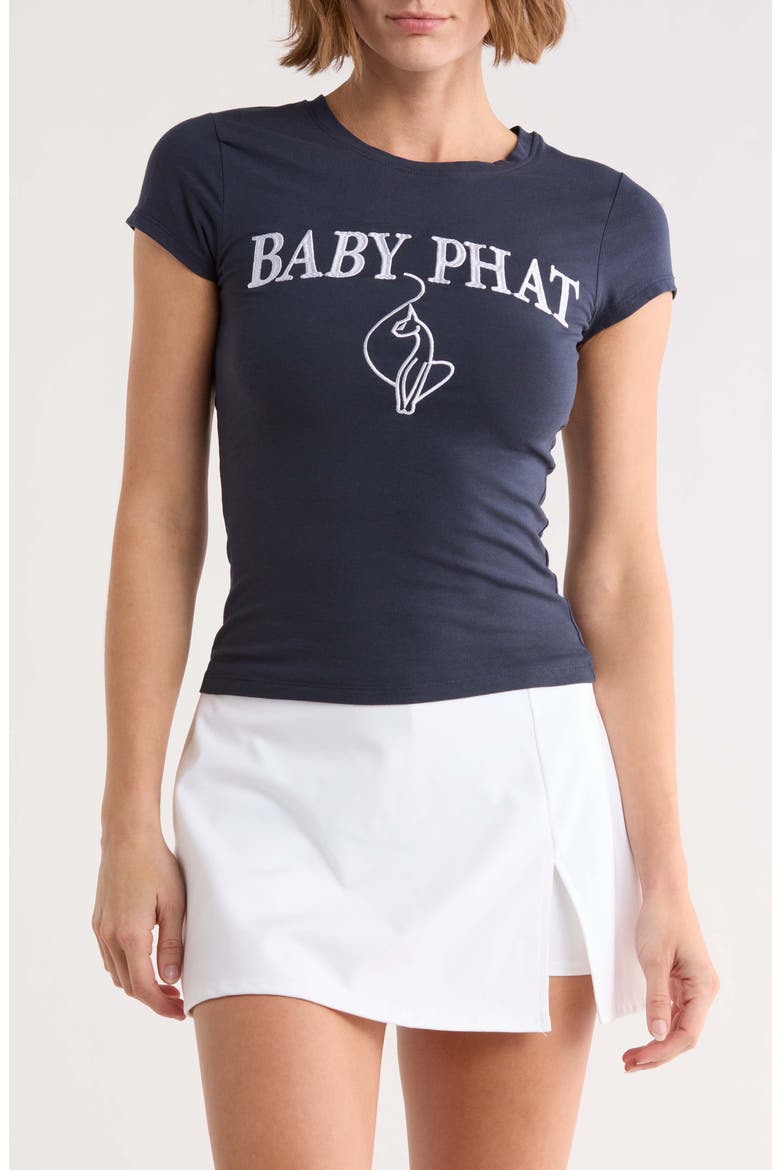 Logo Embroidered Baby Tee, Main, color, NAVY