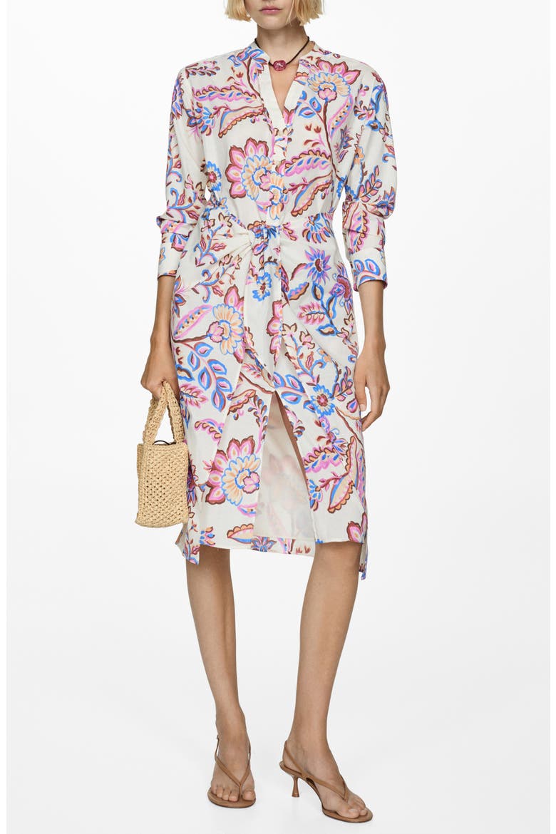 Floral Cotton Shirtdress, Main, color, ECRU