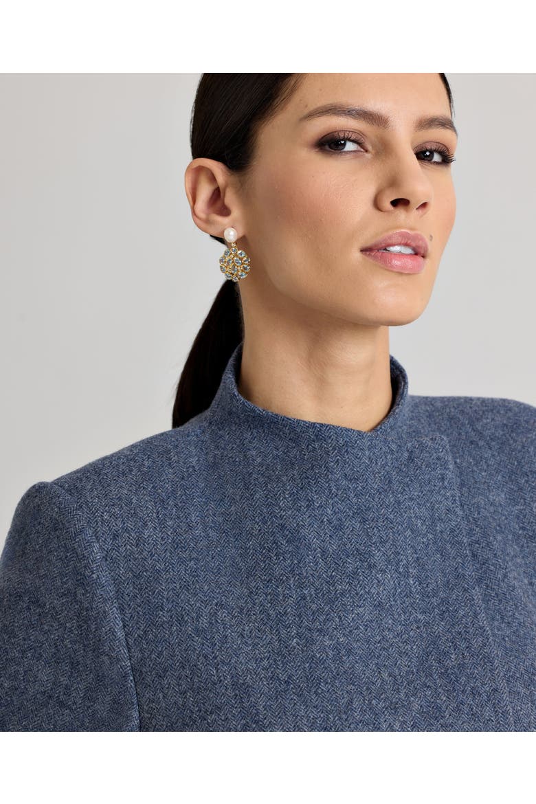 Louise Funnel Herringbone Wool Coat, Alternate, color, Soft Blue