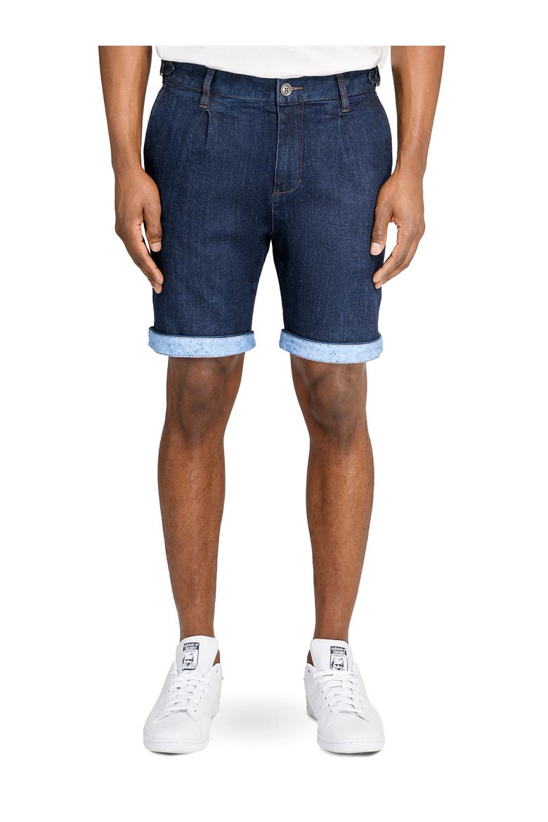 Slim Fit Solid Pleated Shorts, Main, color, NAVY