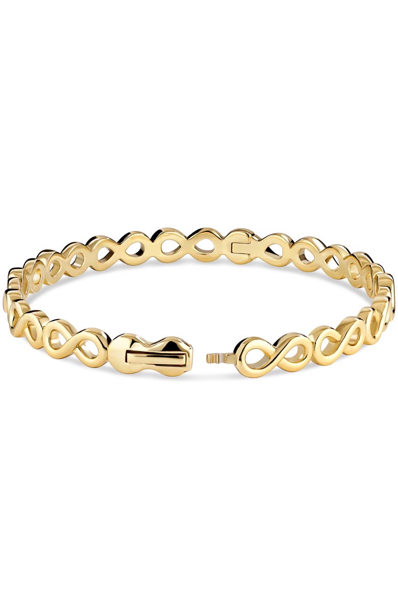 DEVATA Infinity Bangle Bracelet in Gold Plated Sterling Silver, Alternate, color, Yellow Gold