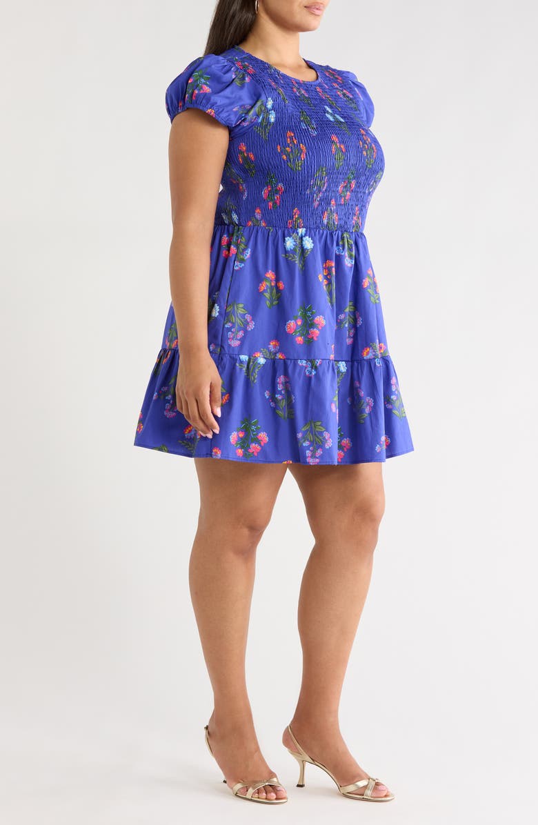 SUGARLIPS Clemen Floral Print Minidress, Alternate, color, Navy