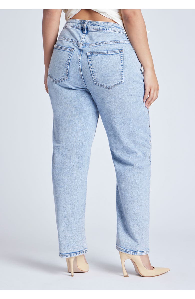 ELOQUII Straight Leg Jean With Studs, Alternate, color, Light Wash