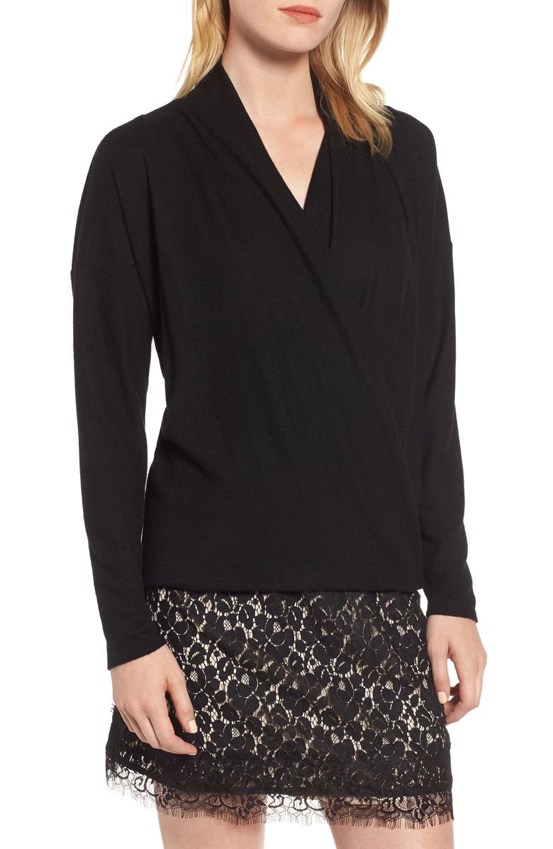 GIBSONLOOK Gibson x Living in Yellow Diana Cozy Knit Wrap Top, Main, color, 