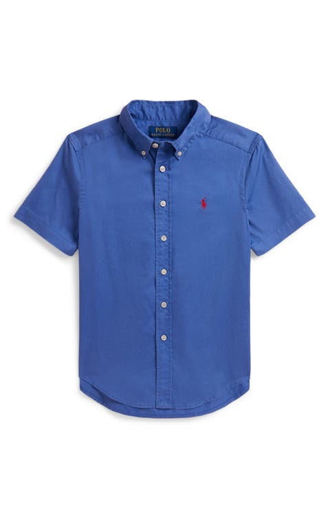 Kids' Featherweight Short Sleeve Cotton Twill Button-Down Shirt (Big Kid)