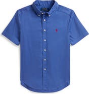 Polo Ralph Lauren Kids' Featherweight Short Sleeve Cotton Twill Button-Down Shirt