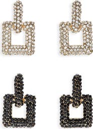 Tasha 2-Pack Square Crystal Drop Earrings