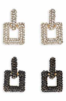 Tasha 2-Pack Square Crystal Drop Earrings