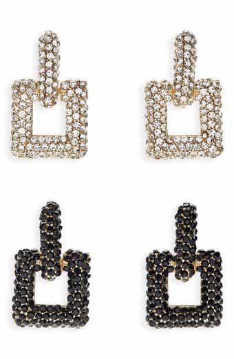 Tasha 2-Pack Square Crystal Drop Earrings