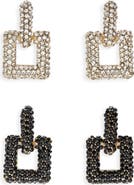Tasha 2-Pack Square Crystal Drop Earrings