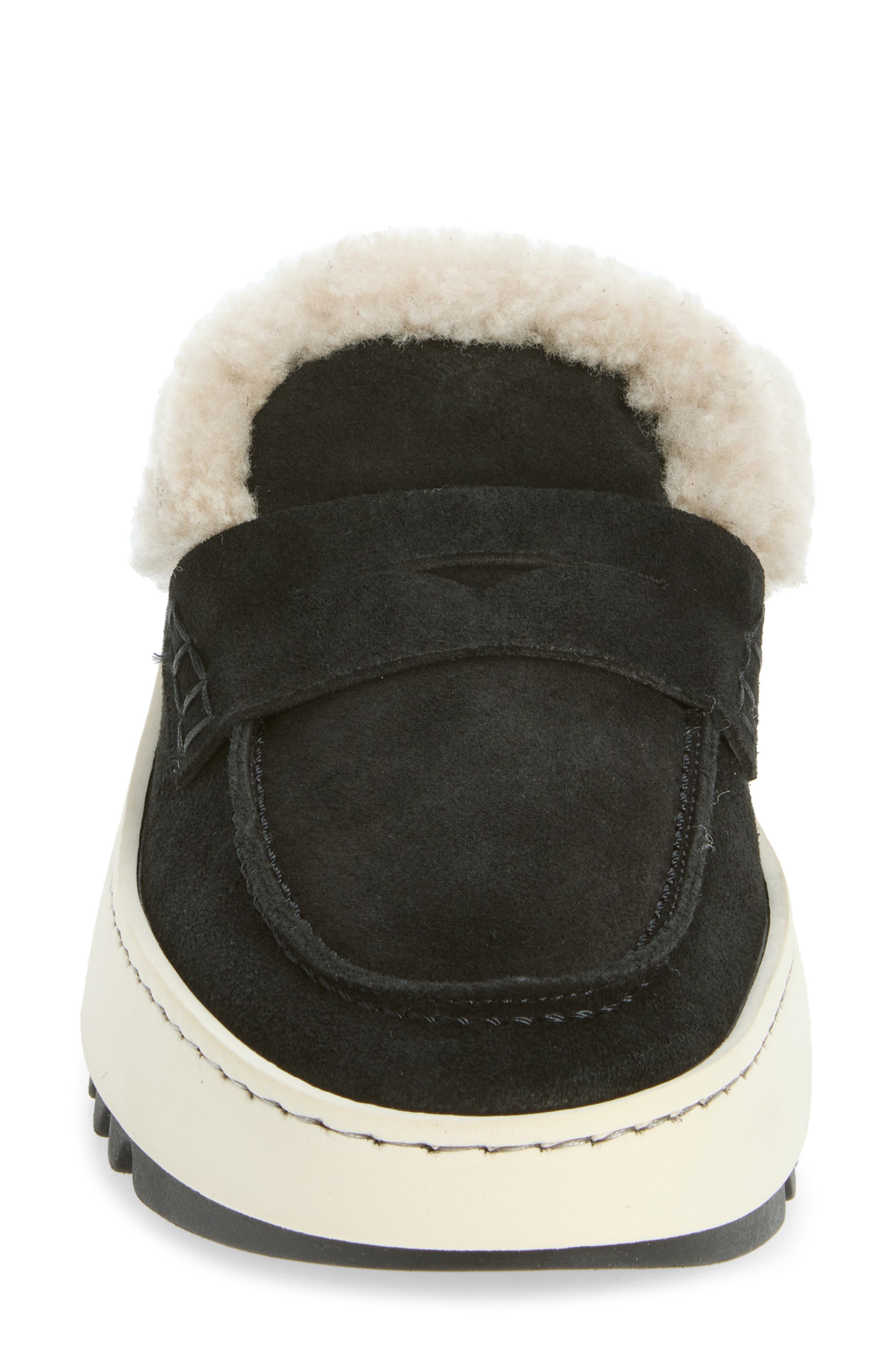 Amata Genuine Shearling Lined Weatherproof Mule, Alternate, color, BLACK/ ECRU