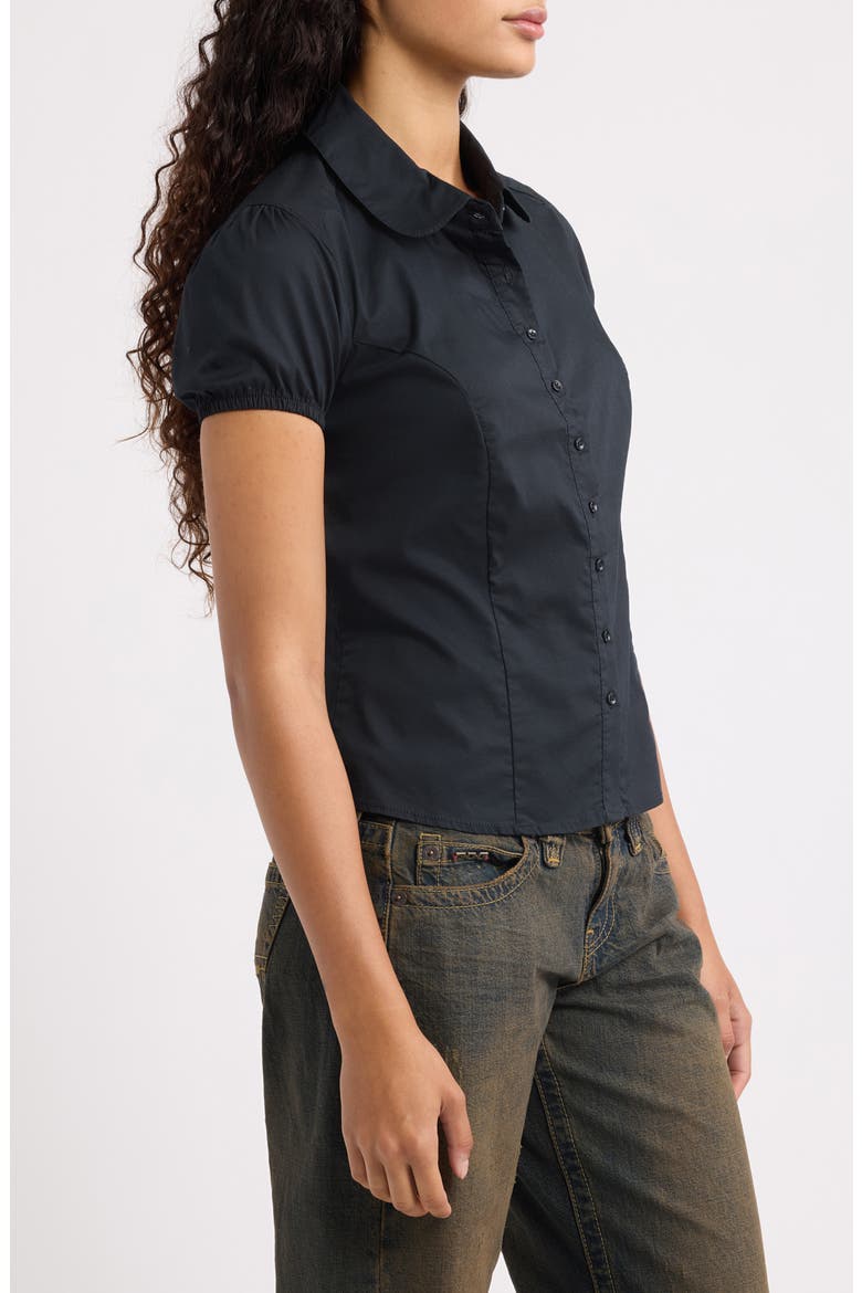 Clover Short Sleeve Button-Up Shirt, Alternate, color, BLACK