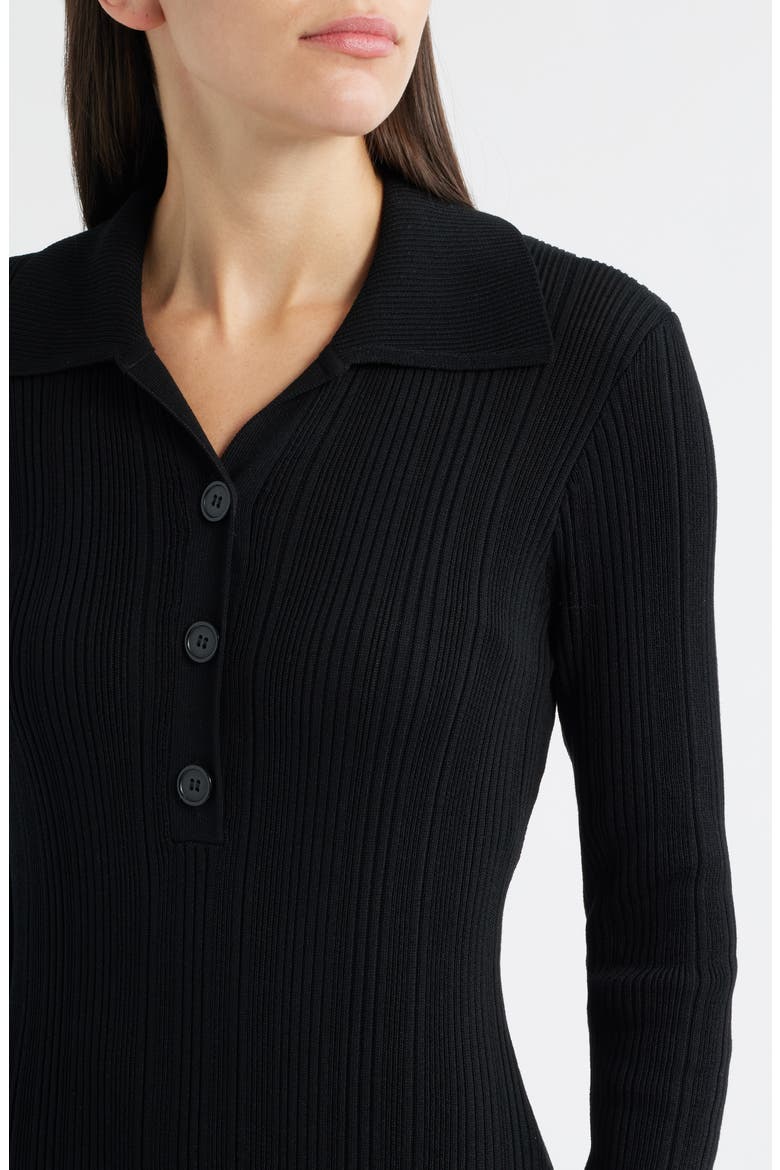 Variegated Rib Long Sleeve Midi Sweater Dress, Alternate, color, BLACK