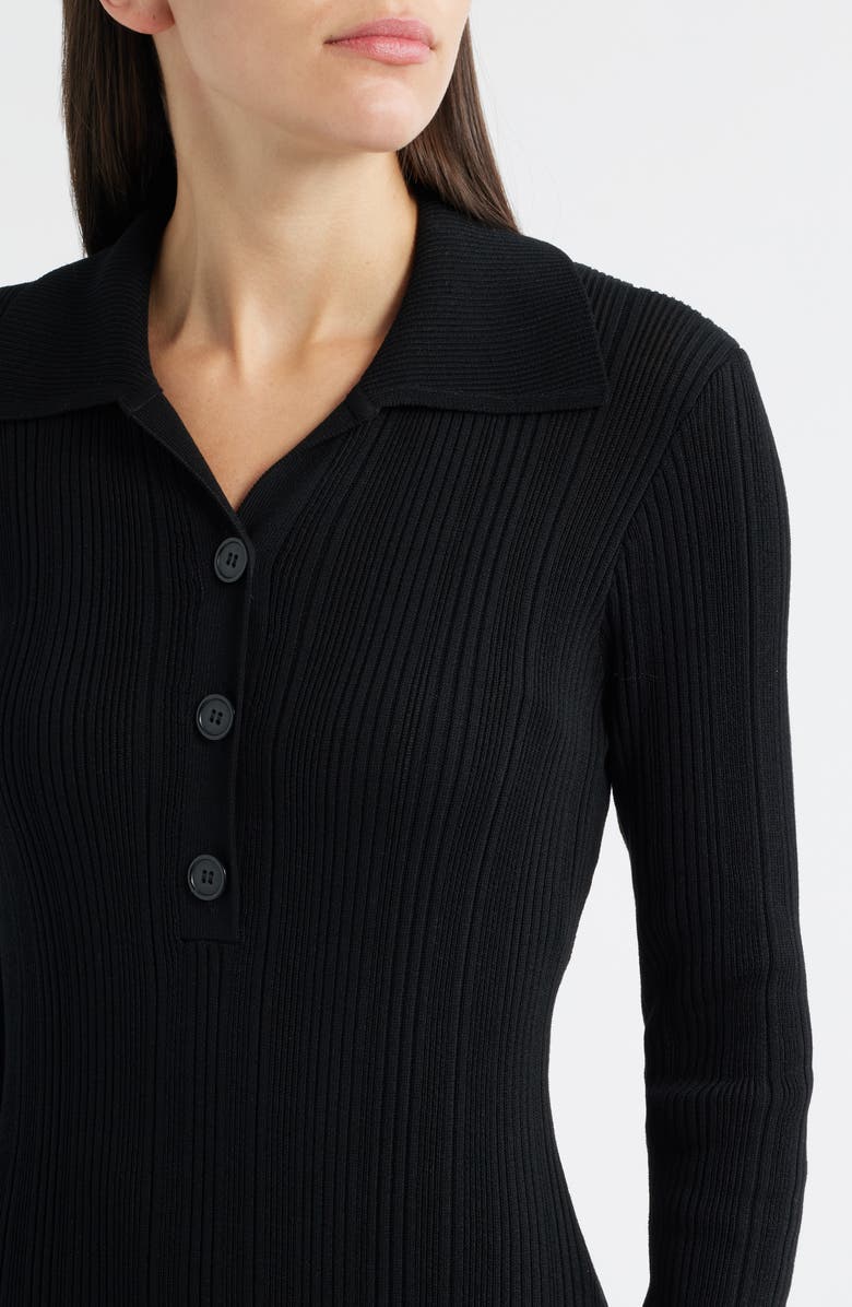 Julia Jordan Variegated Rib Long Sleeve Midi Sweater Dress, Alternate, color, Black