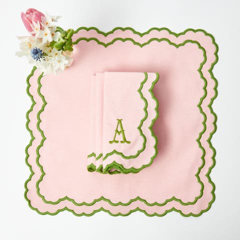 Pink & Green Lily Napkins (Set of 4)