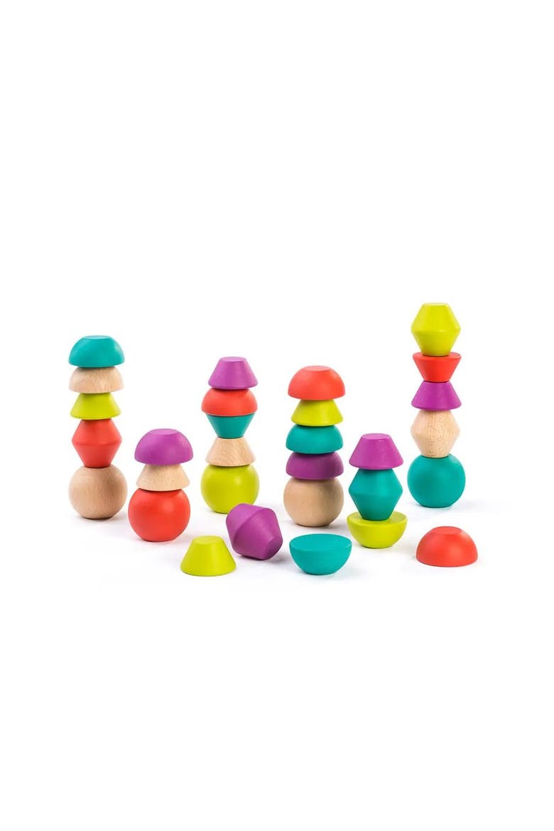 Wooden Towering Beads, Main, color, Yellow Multi